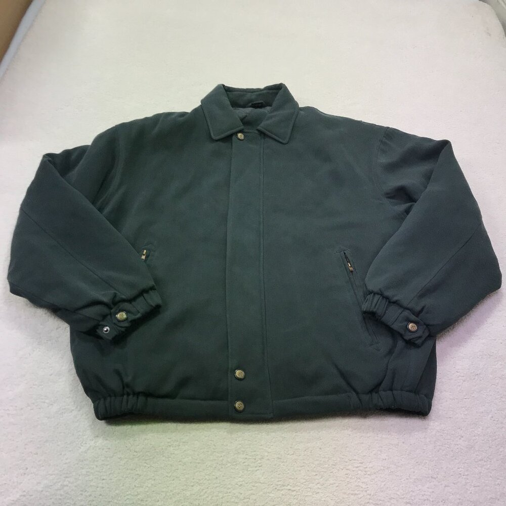Bobby Chan Bomber Jacket Mens Small Black Silk Quilted Lining Full Zip